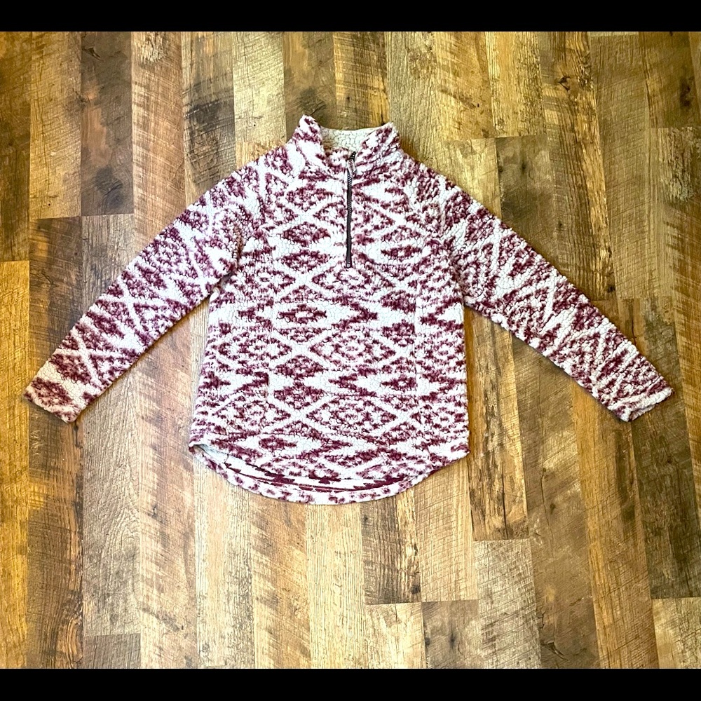 White and pink Sherpa jacket